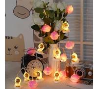 FLCSIed Guirlande lumineuse décorative en acrylique sur le thème des animaux de l'espace, fonctionne avec piles, terre et astronautes éclairée par 20 LED 2 m pour vacances, camping, sirène, mariage
