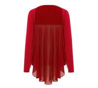 Fldy Cardigan en Forme Irrégulière À Ailes Dange pour Filles Enfants Shrug Boléro Pullover pour Le Culte De Louange Et La Danse Manteau pour Compétition Rouge 7-8 Ans