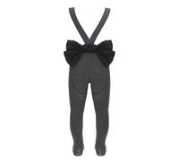 Fldy Collants pour bébé fille avec bretelles élastiques et nœud papillon - Combinaison pour bébé - En maille côtelée - Legging avec pied, Charbon de bois., 92-98
