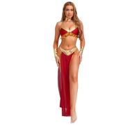 Fldy Costume de Cléopâtre pour femme - Reine égyptienne - Vêtements de danse du ventre - Pour Halloween, carnaval, fête, bordeaux, taille XXL