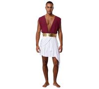 Fldy Costume de dieu grec pour homme - Costume de dieu romain grec antique - Col en V profond - Tunique - Costume d'Halloween - Costume de carnaval