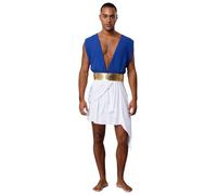 Fldy Costume de dieu grec pour homme - Costume de dieu romain grec antique - Col en V profond - Tunique - Costume d'Halloween - Costume de carnaval