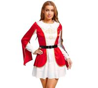 Fldy Costume de mousquetaire pour femme - Déguisement de combattant médiéval pour carnaval, Halloween, adulte - Rouge - Taille M