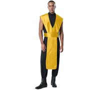 Fldy Costume de ninja pour homme - Vêtement de combattant japonais - Costume de carnaval, fête à thème, cosplay - Jaune - Taille XL