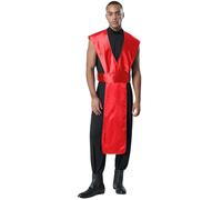Fldy Costume de ninja pour homme - Vêtement de combattant japonais - Costume de carnaval, fête à thème, cosplay - Rouge - Taille L