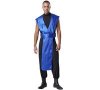 Fldy Costume de ninja pour homme - Vêtement de combattant japonais - Costume de carnaval - Pour fête à thème, cosplay - Bleu - Taille M