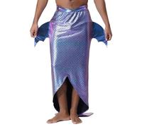Fldy Costume de Poséidon dieu grec pour homme - Jupe écailles de poisson - Costume d'Halloween - Costume de carnaval - Fête à thème - Tenue - Bleu - Taille S