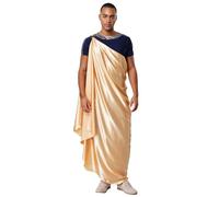 Fldy Costume de Toga grecque pour homme - Robe romaine antique - Costume de carnaval et d'Halloween - Doré - Taille XXL