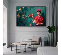 FLeage Décor D'affiche De Chambre À Coucher, Frida Kahlo Avec Papillon Peinture À L'huile Par HD Réimpression Sur Toile, Peintre Espagnol Portrait Art Mural Décoration Intérieure - Sans Cadre