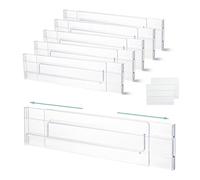 Flearitzo 6 Pièces Séparateur Tiroirs Réglable Organisateur de Tiroir Transparent Tiroir Extensibles pour Vêtements Coiffeuse Garde-robe Cuisine Taille 27,5-52cm