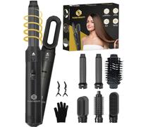 Fleau Beauty Brosse Sèche-Cheveux - Édition PRO - Multistyler - Brosse à Boucler - Airstyler - Brosse Lissante - Coiffeur - Ensemble 6 en 1 - Noir