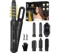 Fleau Beauty Fer à friser - Edition PRO - Multistyler - Sèche-cheveux- Bigoudis - Brosse coiffante - Brosse à friser - 6 en 1 Set - Noir