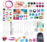 Fleau Epoxy Starter Kit - 187 pièces + 50 boucles d'oreilles ouvertes - Fabrication de bijoux - Kit complet avec mèches et stylos - 12 couleurs