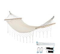 Fleau Goods Hamac de Luxe avec Barre d'écartement - Frange Gracieuse - 100% Coton - Confortable - Matériel de Suspension et Sac de Transport Inclus - 100 x 200 cm