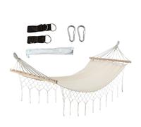 Fleau Goods Hamac de luxe avec barre d'écartement - franges gracieuses - 100 % coton - hamac - matériel de suspension inclus - 100 x 200 cm