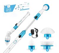 Fleau Home Brosse de nettoyage électrique - Brosse de nettoyage avec manche - Brosse à récurer - Brosse manuelle - Toilette - Cuisine - Bleu/Blanc