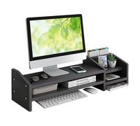Fleau Home Monitor Amplificateur - Support pour ordinateur portable - Réhausseur d'écran - Organisateur de bureau - Augmentation de l'écran - Bois - Noir