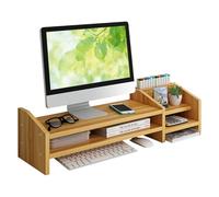 Fleau Home Monitor Riser - Support pour ordinateur portable - Organisateur de bureau - Riser d'écran - Bois (Brun)