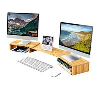 Fleau Home Monitor Riser - Support pour ordinateur portable - Riser pour ordinateur portable - Organisateur de bureau - Riser d’écran - Bois (Finition en bois de bambou naturel miel doré)