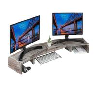 Fleau Home Support d'écran réglable - Support d'ordinateur portable - Organisateur de bureau ergonomique - Support d'écran double avec tiroir - Support - Bois