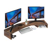 Fleau Home Support d'écran réglable - Support d'ordinateur portable - Organisateur de bureau ergonomique - Support d'écran double avec tiroir - Support - Bois