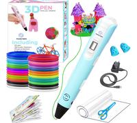 Fleau Kids 3D Pen Starter Pack Bleu L - 36m filament - 12 mines de couleur - USB-C + beaucoup d'extras - Bricoler et dessiner - 3D Pen Set
