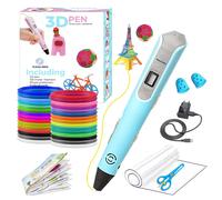 Fleau Kids 3D Pen Starter Pack Bleu XXL - 150m Filament - 30 Mines de couleur - USB-C + Beaucoup d'extras - Bricolage et Dessin - 3D Pen Set