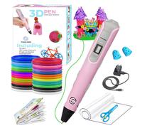 Fleau Kids 3D Pen Starter Pack Rose XXL - 150m filament - 30 mines de couleur - USB-C + beaucoup d'extras - Bricoler et dessiner - 3D Pen Set
