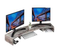 Fleau Rehausseur d'écran réglable Home - Support pour ordinateur portable - Organiseur de bureau ergonomique - Support pour deux écrans avec tiroir - Rehausseur - Bois