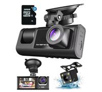Fleau Tech Dashcam pour Voiture 3 en 1 - Caméra Avant et Arrière - G-Sensor - Full HD - Objectif Grand Angle 170° - Enregistrement en Boucle - Carte Micro SD 32 Go (Dashcamauto 3 en 1)