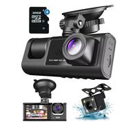 Fleau Tech Dashcam Voiture 3 En 1 – Caméra Avant Et Arrière – Détection Mouvement – Full HD – Grand Angle 170° – G-Sensor – Carte SD 32 Go
