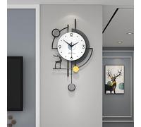 Fleble Grande Horloge Murale pour décoration de Salon, Horloge Murale Moderne à Quartz silencieuse, Fonctionne avec Piles, sans tic-tac, pour Chambre à Coucher, Cuisine, Bureau, 61 cm, Horloge Murale