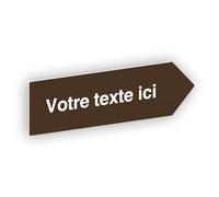 Flèche directionnelle gravée autocollante personnalisable, Plaque signalétique orientation Droite - marron - format 20x6