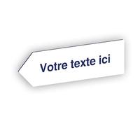 Flèche directionnelle gravée autocollante personnalisable, Plaque signalétique orientation Gauche - blanc écriture bleue - format 20x6
