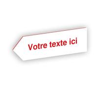 Flèche directionnelle gravée autocollante personnalisable, Plaque signalétique orientation Gauche - blanc écriture rouge - format 20x6