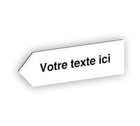 Flèche directionnelle gravée autocollante personnalisable, Plaque signalétique orientation Gauche - blanc écriture noir - format 20x6