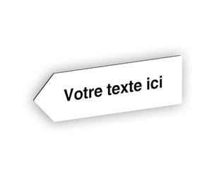 Flèche directionnelle gravée autocollante personnalisable, Plaque signalétique orientation Gauche - blanc écriture noir - format 20x6