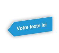 Flèche directionnelle gravée autocollante personnalisable, Plaque signalétique orientation Gauche - bleu clair - format 20x6