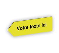 Flèche directionnelle gravée autocollante personnalisable, Plaque signalétique orientation Gauche - jaune - format 20x6