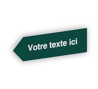 Flèche directionnelle gravée autocollante personnalisable, Plaque signalétique orientation Gauche - vert foncé - format 20x6