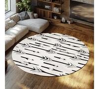 Flèche Noire Paillasson Circulaire Moderne Peint à la Main Aztec Cercle Tapis Lavable Antidérapant Rond Tapis pour Ferme Chambre Cuisine 240cm