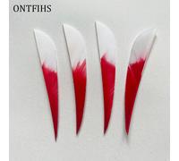 Flèches en forme de goutte d'eau,36 pièces/lot,3 pouces,plume,document nickel é,tir à l'arc,accessoires de bricolage,plume de dinde - Type white on red