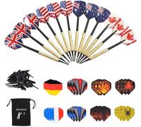 Flechette Pointe Plastique, 12 Fléchettes avec 36 Ailettes (12 Styles) et 36 Pointes, Set de Flechettes à Pointe Souple pour Cible de Flechette Electronique