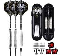 Flechette Pointe Plastique 18 grammes, 3 Fléchettes avec 6 Ailettes et 50 Pointes 50 Joints Toriques en Caoutchouc, Set de Flechettes à Pointe Souple pour Cible de Flechette Electronique