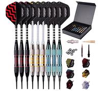 Flechette Pointe Plastique Fléchettes 9 pcs 18 Grammes avec 50 Pointe Flechette Plastique 20 Anneaux en Caoutchouc 27 Vol Flechettes pour Cible Electronique (Bleu)