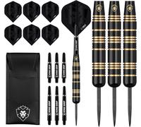 Fléchettes Black Academy Brass 90% 23 Grammes, Noires, 55.0x8.6mm, 3 Barrels, 2 Sets de Flights INCL. Portefeuille