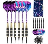 Fléchettes Électronique Laiton Massif pour tpu Fléchettes Électronique | Barils en laiton, pointe pour tpu souple, réduit les rebonds, idéal cible électronique, grip knurlé(6-piece pack)