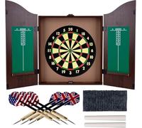 fléchettes en Bois Massif avec Cabinet de fléchettes avec Sisal Auto-cicatrisant, Jeu de fléchettes Professionnel 18 » avec 6 fléchettes, Jeu de fléchettes Classique avec Cabinet de f