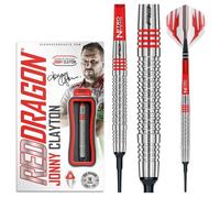 Fléchettes en tungstène Jonny Clayton 18g - RED DRAGON - Poids total 20g - Pointe Plastique, vols et tiges
