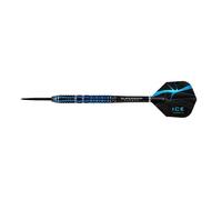 Harrows Ice Recut Jeu de fléchettes à Pointe en Acier tungstène 90% 21 g, 22 g, 23 g et 24 g - Comprend des tiges midi en Carbone Supergrip argenté et de Nouveaux ailettes Ice de 100 microns